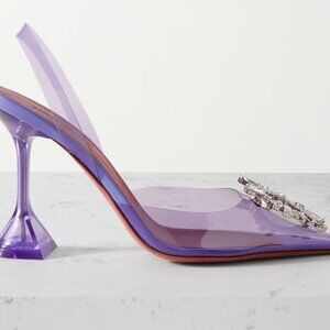 Amina Muaddi Begum Glass Slingback Heels – Purple – Size 37.5